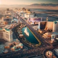 Spectacular Aerial View Showcasing the Dazzling Charm of the Las Vegas Strip. Generative ai for illustrations