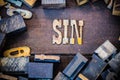 Sin Concept Rusty Type Royalty Free Stock Photo