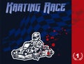 Karting race driver on blue color background Royalty Free Stock Photo