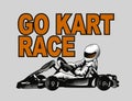 Karting racing driver on gray background