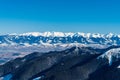Sina and Western Tatras mountains from Chabenec hill in winter Low Tatras mountains in Slovakia Royalty Free Stock Photo