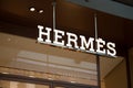 Singapore - October 26, 2019: Hermes logo in Marian bay Sand shopping central