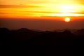 Sinai desert with sand and sun rise in december with mountains a Royalty Free Stock Photo