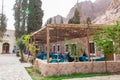 Sinai / Egypt - 03/25/2016: Cafe on the territory of the monastery of St. Catherine at the foot of Mount Sinai