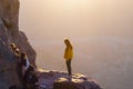 Sinai Peninsula, Egypt, May 9, 2019: Pilgrims meet the dawn on the Moses Mountain, Sinai Peninsula, Egypt