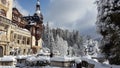 Peles Castle - winter Royalty Free Stock Photo