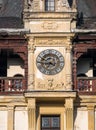 Architecture detail with one of the Peles Castle towers. Castle tower with a clock Royalty Free Stock Photo