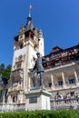 Statue of King Carol I of Romania in front of Peles castle