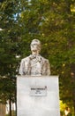 Sinaia, Romania - March 09, 2019:  Mihai Eminescu statue, the greatest romanian poet Royalty Free Stock Photo
