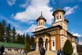 Sinaia, Romania - March 09, 2019: People visiting Sinaia Monastery located in Sinaia, Prahova county, Romania