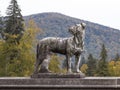 Statue of a dog in the garden of the Peles castle in Sinaia, in Romania Royalty Free Stock Photo