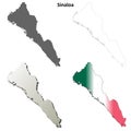 Sinaloa blank outline map set Royalty Free Stock Photo