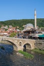 Sinan Pasha Mosque and stone bridge, landmarks in the city of Prizren, Kosovo