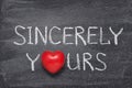 Sincerely yours heart Royalty Free Stock Photo