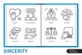 Sincerity infographics linear icons collection