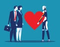 Sincerity. Robot giving heart for Human. Concept business vector illustration