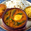 Sindhi thali meal - Kadhi chawal boondi and aloo tuk