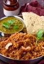 Sindhi thali meal - Sai bhaji papad and tairi rice Royalty Free Stock Photo