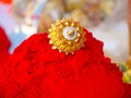 Red Sindoor Powder. Indian Traditional Vermilion box. Royalty Free Stock Photo