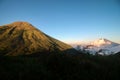 Sindoro mountain from top of mount kembang Royalty Free Stock Photo
