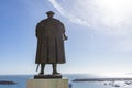 Portuguese explorer Vasco da Gama statue in front of the church in Sines. Alentejo, Portugal Royalty Free Stock Photo