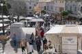 Sineu, Majorca. Strolling crowd through the weekly Wednesday market