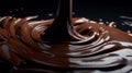 Sinful chocolate stream, Indulgent sauce flowing deliciously from the front perspective.