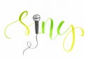 `Sing` hand lettering green word with a microphone doodle Royalty Free Stock Photo