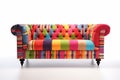 Single colorful sofa on a white background