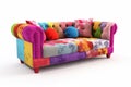 Single colorful sofa on a white background