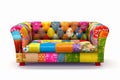 Single colorful sofa on a white background