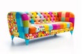 Single colorful sofa on a white background