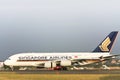 Singapore Airlines Airbus A380 on the runway. Royalty Free Stock Photo