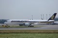 Singapore Airlines Airbus doing taxi on Munich Airport, MUC Royalty Free Stock Photo