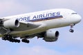 Singapore Airlines Airbus 380 landing on Frankfurt Airport Germany Royalty Free Stock Photo
