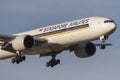 Singapore Airlines Boeing 777-300 777-312/ER airliner 9V-SWR on approach to land at Melbourne International Airport.