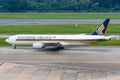 Singapore Airlines Boeing 777-200ER airplane Singapore Changi airport Royalty Free Stock Photo