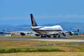 Singapore Airlines Boeing 747-400 freighter taxiing at Auckland International Airport Royalty Free Stock Photo