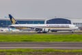 Singapore Airlines Boeing 777-300 at Soekarno-Hatta Intl Airport.