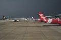 Singapore Airlines plane being taken away from the gate for take off at Saigon airport