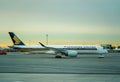 Singapore Airlines plane on tarmac at JFK International Airport Royalty Free Stock Photo