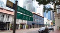 SINGAPORE - APR 2nd 2015: Bilingual Street Sign in Singapore Chinatown. Singapore is a multi-racial city where English Royalty Free Stock Photo