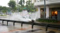 SINGAPORE - APR 2nd 2015: Incredibly strong monsoon rainfall in Asia causing flooding of the street