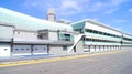 SINGAPORE - APR 2nd 2015: Pit lane and start finish line of the Formula One Racing track at Marina Bay Street Circuit Royalty Free Stock Photo