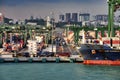 Selective view of container port Singapore Royalty Free Stock Photo