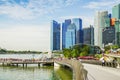 Singapore - APRIL 7,2017: Central Business District CBD, the core financial and commercial hub with tourist and Merlion statue