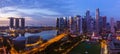 SINGAPORE - APRIL 16: Singapore city skyline and Marina Bay on April 16, 2016 in Singapore