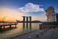 SINGAPORE-APRIL 30, 2018: Cityscape of Singapore city skyline in Marina Bay at sunrise Royalty Free Stock Photo