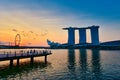 SINGAPORE-APRIL 30, 2018: Cityscape of Singapore city skyline in Marina Bay at sunrise Royalty Free Stock Photo