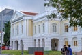 SINGAPORE - APRIL 10,2016:Group people in front of The Arts House at Thr Old Parliament at Singapore Royalty Free Stock Photo